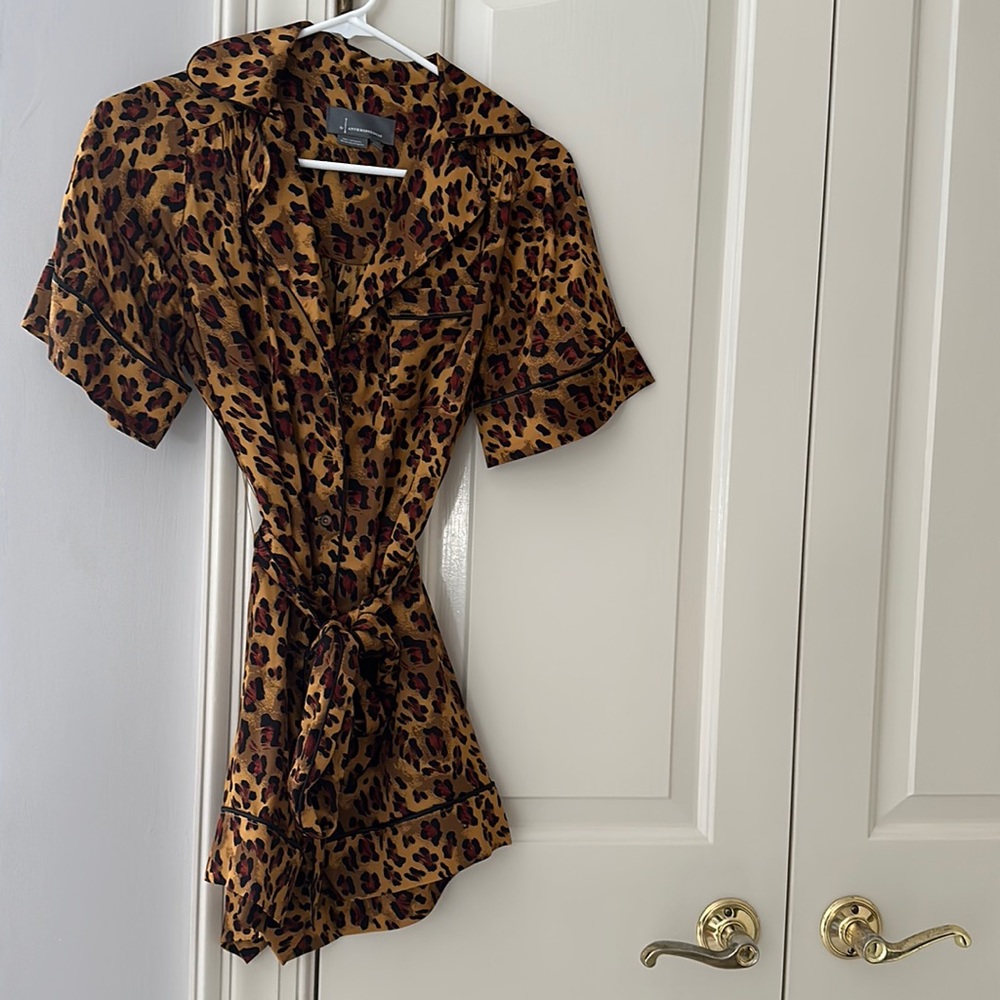 XXS Satin Leopard Anthropologie Romper
